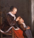 Mother combing her childs hair, painting by Gerard ter Borch